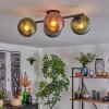 Koyoto ceiling light, globe light blue, green, coppery, 4-light sources