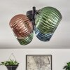 Koyoto ceiling light, globe light blue, green, coppery, 4-light sources