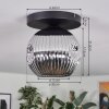 Ripoll ceiling light, globe light chrome, Smoke-coloured, 1-light source