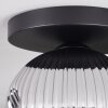 Ripoll ceiling light, globe light chrome, Smoke-coloured, 1-light source
