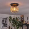 Ripoll ceiling light, globe light Amber, clear, 1-light source
