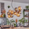Gastor hanging light, globe light, pendant light Amber, Smoke-coloured, 10-light sources