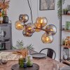 Koyoto hanging light, globe light, pendant light Amber, chrome, Smoke-coloured, 8-light sources