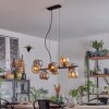 Koyoto hanging light, globe light, pendant light Amber, chrome, Smoke-coloured, 8-light sources