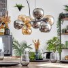 Koyoto hanging light, globe light, pendant light Amber, chrome, Smoke-coloured, 8-light sources