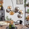 Koyoto hanging light, globe light, pendant light Amber, chrome, Smoke-coloured, 8-light sources