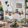 Gastor hanging light, globe light, pendant light Amber, clear, Smoke-coloured, 10-light sources