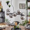 Koyoto hanging light, globe light, pendant light chrome, Smoke-coloured, 8-light sources