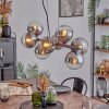 Koyoto hanging light, globe light, pendant light chrome, clear, Smoke-coloured, 8-light sources