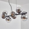 Koyoto hanging light, globe light, pendant light chrome, clear, Smoke-coloured, 8-light sources