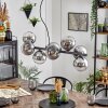 Koyoto hanging light, globe light, pendant light chrome, clear, Smoke-coloured, 8-light sources