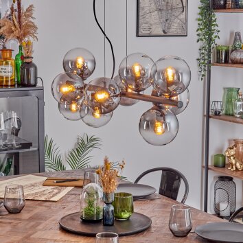 Gastor hanging light, globe light, pendant light clear, Smoke-coloured, 10-light sources