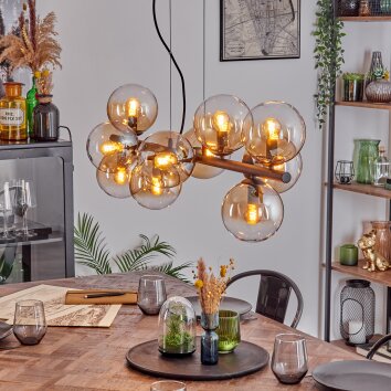 Gastor hanging light, globe light, pendant light Amber, clear, 10-light sources