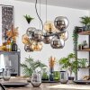Gastor hanging light, globe light, pendant light Amber, chrome, Smoke-coloured, 10-light sources