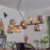 Gastor hanging light, globe light, pendant light Amber, chrome, Smoke-coloured, 10-light sources