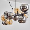 Gastor hanging light, globe light, pendant light Amber, chrome, Smoke-coloured, 10-light sources