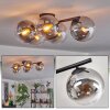 Gastor ceiling light, globe light clear, Smoke-coloured, 5-light sources