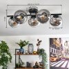 Gastor ceiling light, globe light clear, Smoke-coloured, 5-light sources
