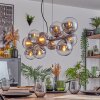 Gastor hanging light, globe light, pendant light chrome, clear, Smoke-coloured, 10-light sources