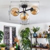Koyoto ceiling light, globe light Amber, 3-light sources