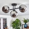 Koyoto ceiling light, globe light chrome, Smoke-coloured, 3-light sources
