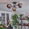 Koyoto ceiling light, globe light chrome, Smoke-coloured, 3-light sources