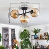 Koyoto ceiling light, globe light Amber, 3-light sources