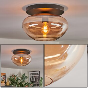 Mertola ceiling light, globe light Amber, 1-light source