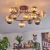 Chehalis ceiling light, globe light 76 cm Amber, Smoke-coloured, 12-light sources