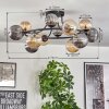 Chehalis ceiling light, globe light 76 cm Amber, Smoke-coloured, 12-light sources