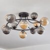 Chehalis ceiling light, globe light 76 cm Amber, Smoke-coloured, 12-light sources