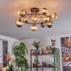 Chehalis ceiling light, globe light 76 cm Amber, Smoke-coloured, 12-light sources