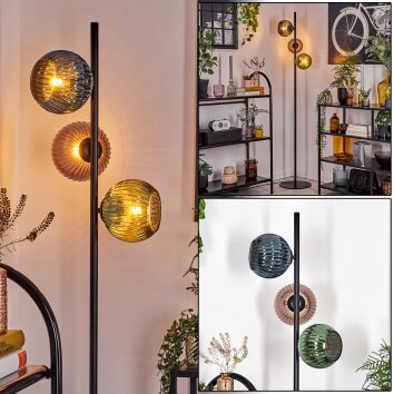 Koyoto floor lamp blue, green, coppery, 3-light sources