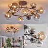Chehalis ceiling light, globe light 76 cm Amber, clear, Smoke-coloured, 12-light sources