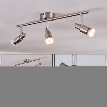 Crina ceiling light, ceiling spotlight chrome, matt nickel, 3-light sources