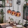 Gastor hanging light, globe light, pendant light 20 cm clear, coppery, 3-light sources