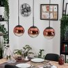Gastor hanging light, globe light, pendant light 20 cm clear, coppery, 3-light sources