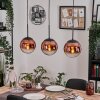 Gastor hanging light, globe light, pendant light 20 cm clear, coppery, 3-light sources
