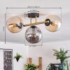 Gastor ceiling light, globe light 42 cm gold, black, 3-light sources