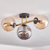 Gastor ceiling light, globe light 42 cm gold, black, 3-light sources