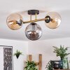 Gastor ceiling light, globe light 42 cm gold, black, 3-light sources