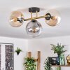 Gastor ceiling light, globe light 42 cm gold, black, 3-light sources
