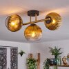 Koyoto ceiling light, globe light 30 cm gold, black, 3-light sources