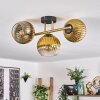 Koyoto ceiling light, globe light 30 cm gold, black, 3-light sources