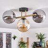 Gastor ceiling light, globe light 42 cm gold, black, 3-light sources