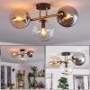 Gastor ceiling light, globe light 42 cm gold, black, 3-light sources