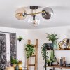 Gastor ceiling light, globe light 42 cm gold, black, 3-light sources
