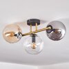 Gastor ceiling light, globe light 42 cm gold, black, 3-light sources