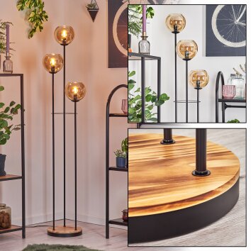 Koyoto floor lamp 25 cm Light wood, black, 3-light sources