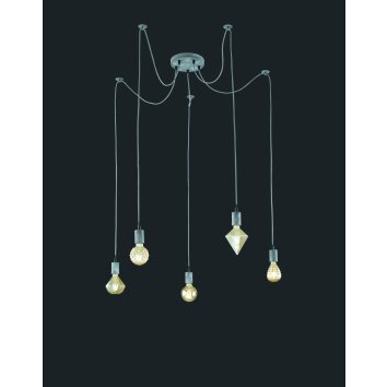 Trio Leuchten Cord Pendant Light grey, 5-light sources